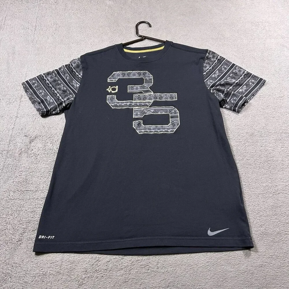 Nike KD 35 Graphic T-Shirt Mens L Black BHM Black History Month Tribal Dri-Fit